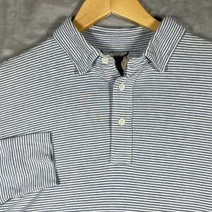 Faherty Brand Long Sleeve Striped Polo Shirt Blue White Cotton Modal Blend S